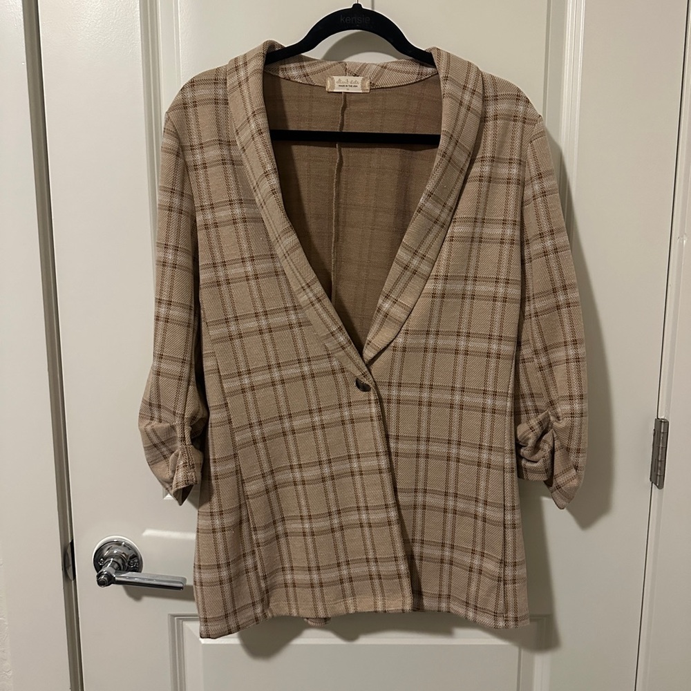 Plaid Tan Women's Blazer